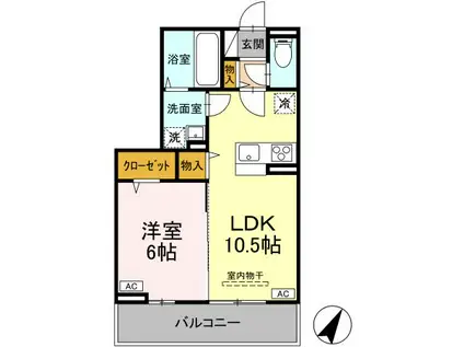 グランドール拝島(1LDK/3階)の間取り写真
