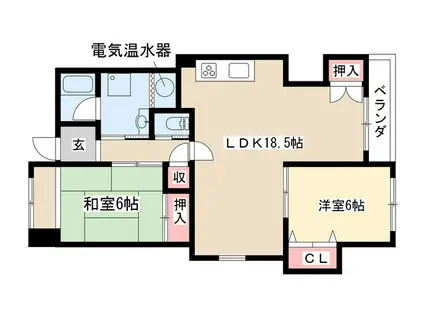 カトーレジデンス(2LDK/2階)の間取り写真