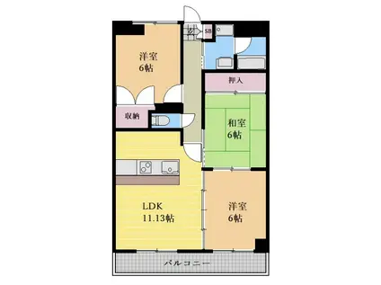 藤苑北山(3LDK/4階)の間取り写真