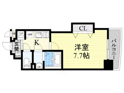 ラグゼ難波西Ⅰ(1K/9階)の間取り写真