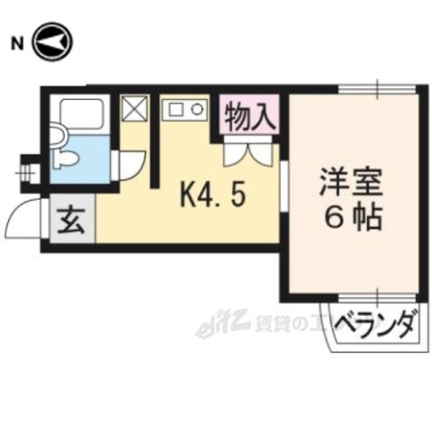 アウル高辻(1DK/1階)の間取り写真