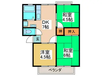 ファミール林C棟(3DK/1階)の間取り写真