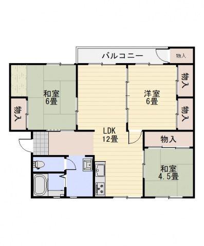 高陽ニュータウン 第一マンション B棟(3LDK/4階)の間取り写真