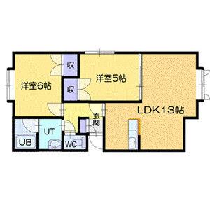 リッチフィールド(2LDK/1階)の間取り写真