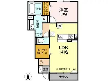 マイ キャッスル I(1LDK/1階)の間取り写真