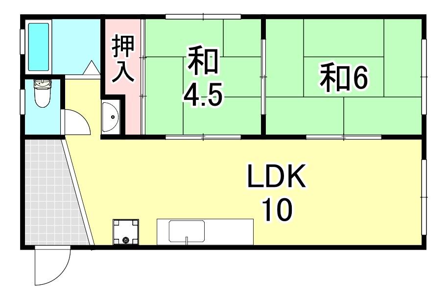 風見鶏第1フラワー館(2DK/2階)の間取り写真