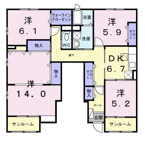 ボニートビオラIII(4DK/1階)の間取り写真