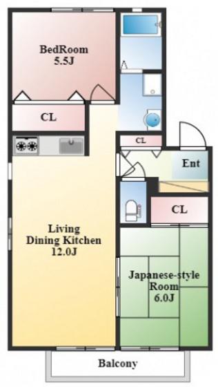 サンライフB(2LDK/1階)の間取り写真