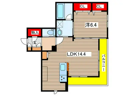 リベ-ルII(1LDK/1階)の間取り写真