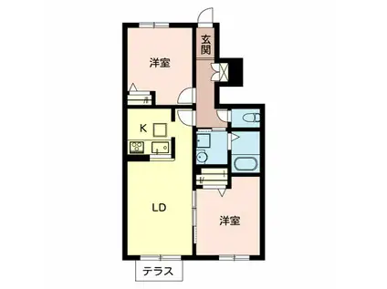 エンカーサ宝殿B棟(2LDK/1階)の間取り写真