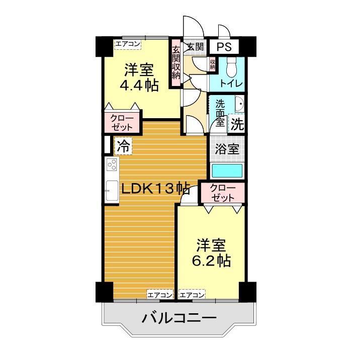 山の田ヒルズ(2LDK/1階)の間取り写真