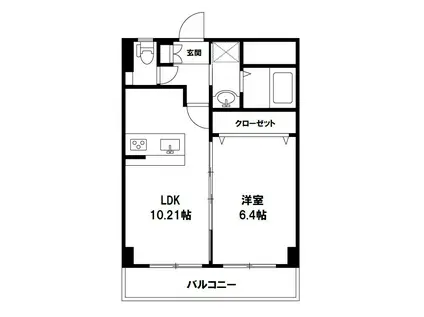 グレイスヴィラ西大畑(1LDK/2階)の間取り写真