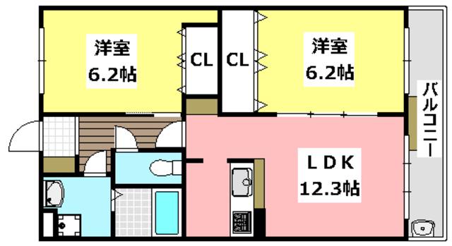 BRAVOURE(2LDK/3階)の間取り写真