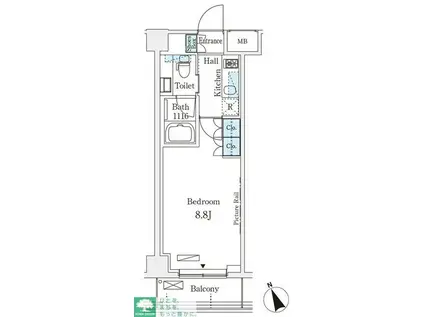 アリビオ学芸大学(1K/1階)の間取り写真