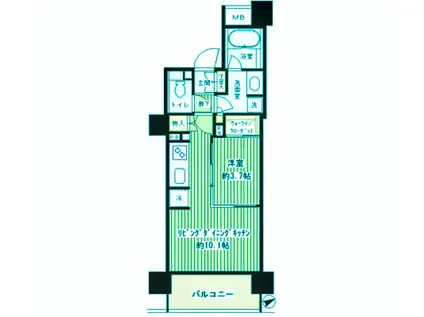 パークホームズ目黒リバーサウスアーバンレジデンス(1LDK/10階)の間取り写真