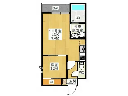 GRANDTIC KANON(1LDK/1階)の間取り写真