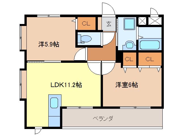 センチュリー中村(2LDK/3階)の間取り写真