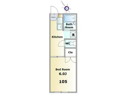 ハイツAI(1K/1階)の間取り写真