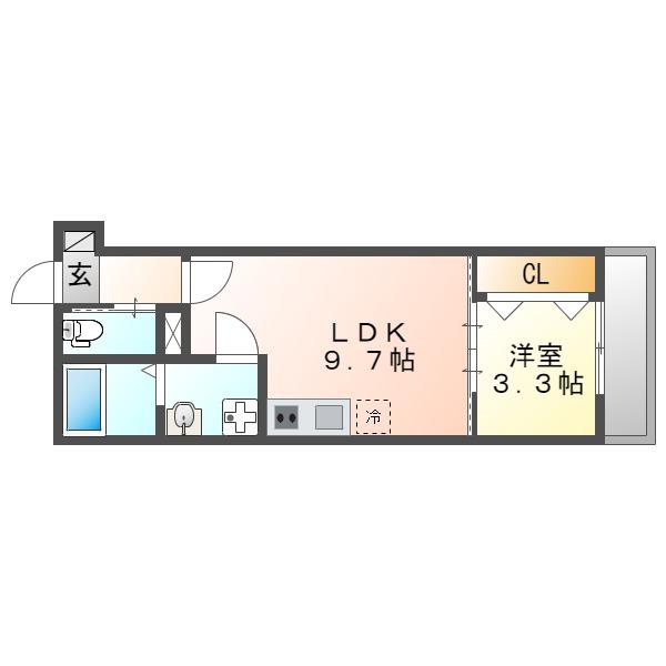 スマイル土古(1LDK/3階)の間取り写真