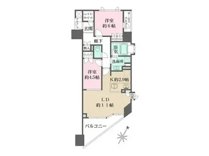 BELISTA星が丘(2LDK/9階)の間取り写真