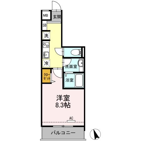 PLUM VILLAGE(1K/2階)の間取り写真