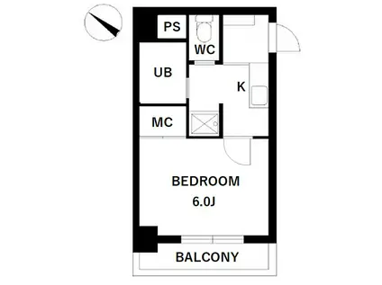 スカイコート日本橋浜町第2(1K/10階)の間取り写真