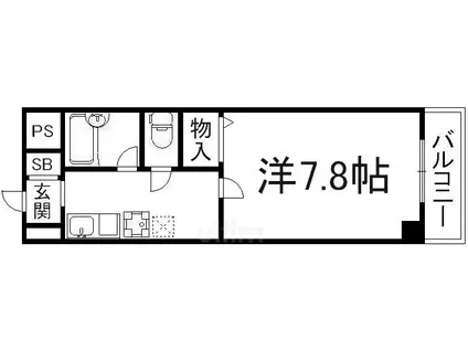 第40長栄グランドムール上鳥羽(1K/4階)の間取り写真