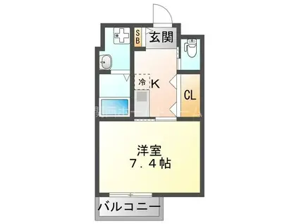 レヴィア(1K/2階)の間取り写真