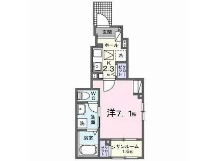 サイカス桟橋通(1K/1階)の間取り写真