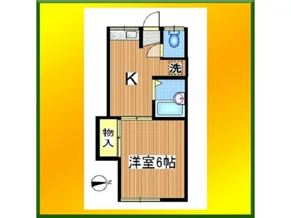 新正荘(1K/2階)の間取り写真