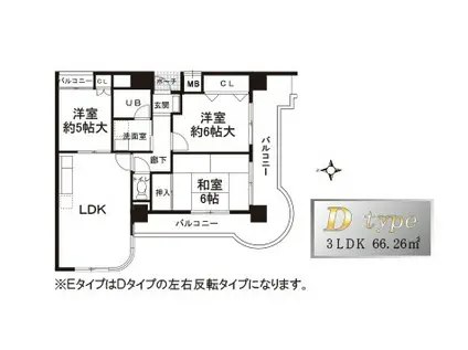 アネックス六兵衛(3LDK/6階)の間取り写真