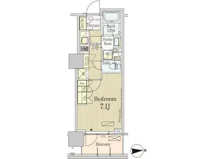 パークアクシス池田山(1K/8階)の間取り写真