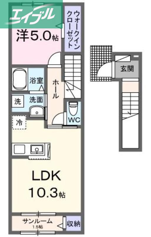 セレニテ(1LDK/2階)の間取り写真