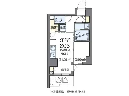 ラヴィエ銀座東(ワンルーム/8階)の間取り写真