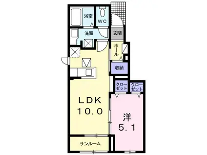 ネガット松並 A(1LDK/1階)の間取り写真
