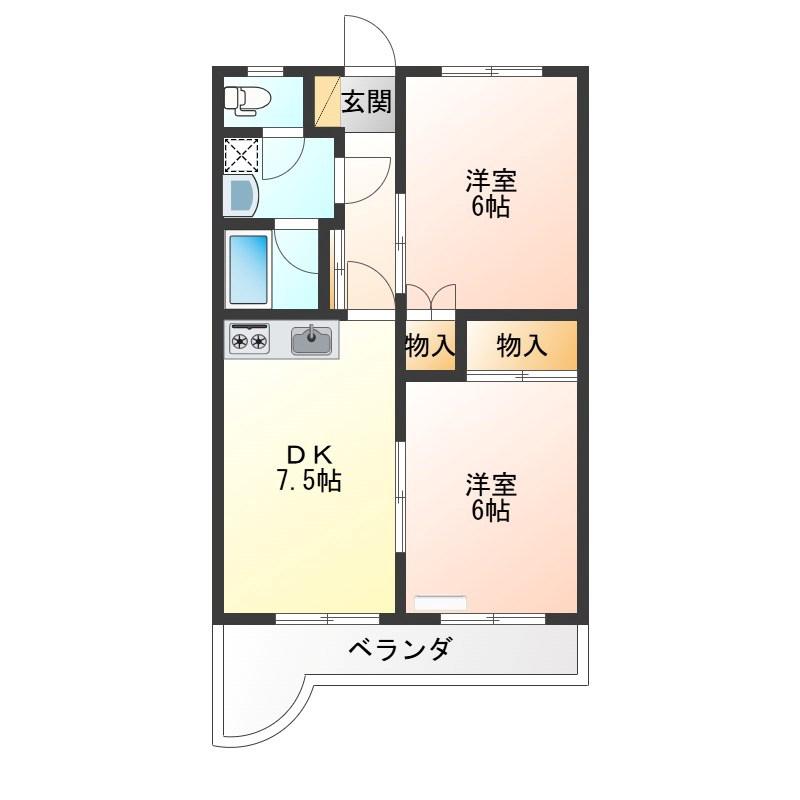 TMTビル(2DK/3階)の間取り写真