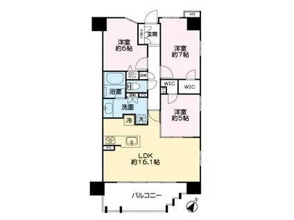 レーベン加治屋町MID CORE(3LDK/10階)の間取り写真