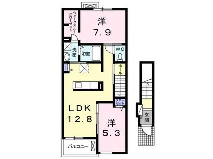 カーサ・グラースI(2LDK/2階)の間取り写真
