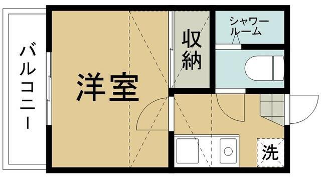 アークパル茅ヶ崎(1K/2階)の間取り写真