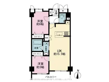 リオ・コスモ唐人(2LDK/4階)の間取り写真