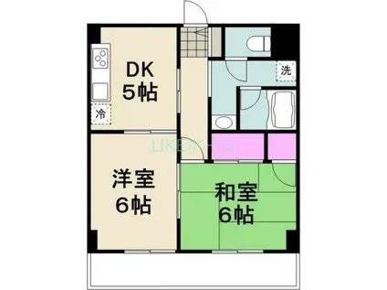 サンハイム原木中山(2DK/5階)の間取り写真