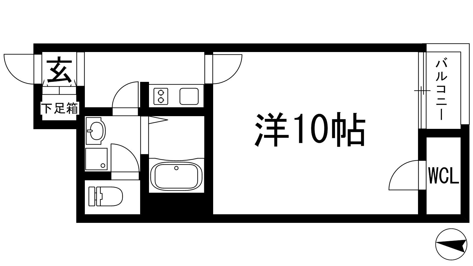 レオネクストうねの(1K/1階)の間取り写真