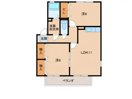シンフォニータウンIII F棟(2LDK/2階)の間取り写真