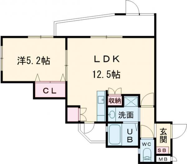 DIAMOND GREEN(1LDK/3階)の間取り写真