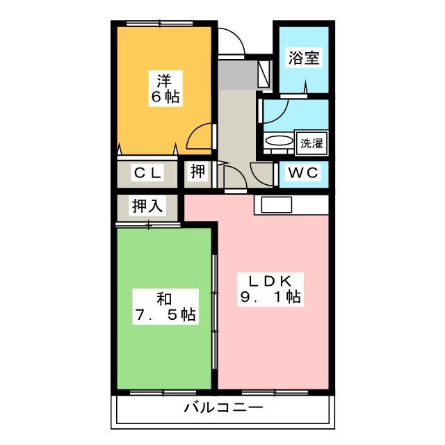 セレーノU(2LDK/3階)の間取り写真