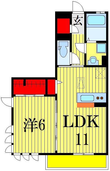 薬円台壱番館 A(1LDK/1階)の間取り写真