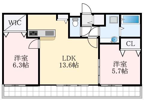 メルベイユさやか(2LDK/3階)の間取り写真