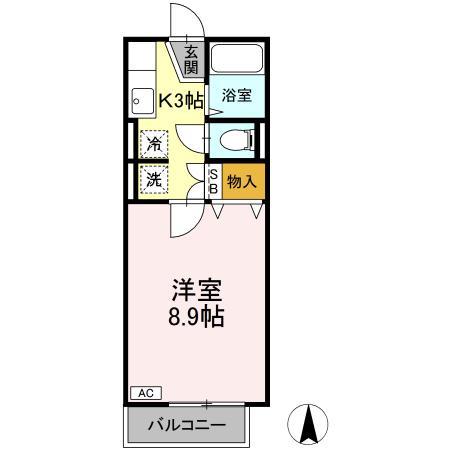 ドルフK(1K/2階)の間取り写真