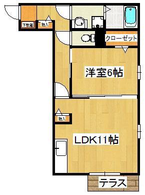 ベルデュール(1LDK/2階)の間取り写真