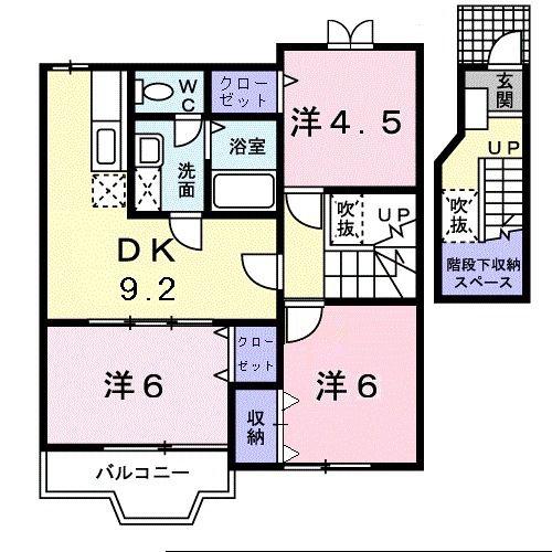アンソレイエII(3DK/2階)の間取り写真